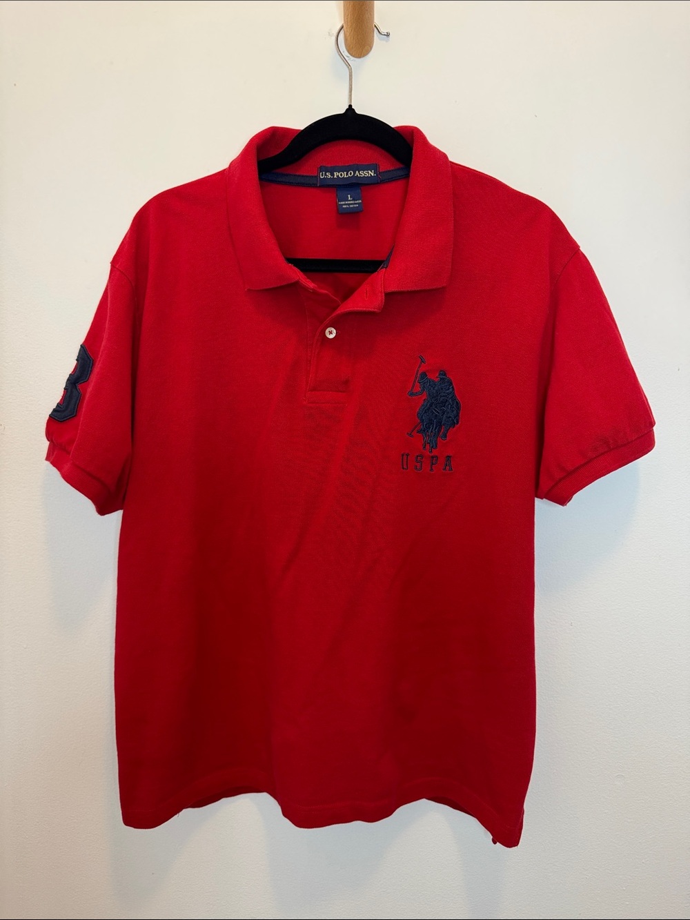 U.S. Polo Assn. Red Short-Sleeve Polo with Navy Logo